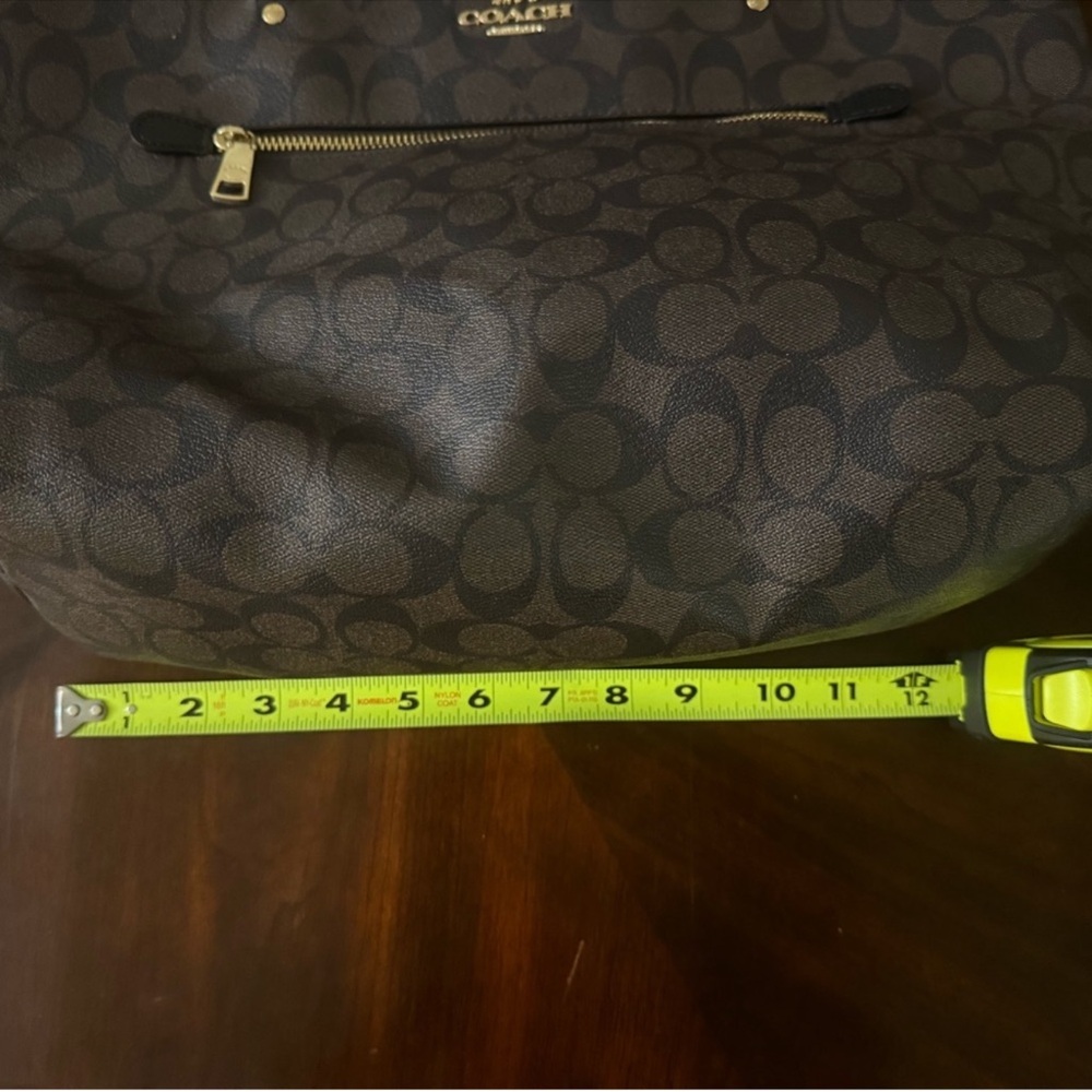 Coach Brown Signature Canvas Tote with Black Straps - Picture 10 of 12